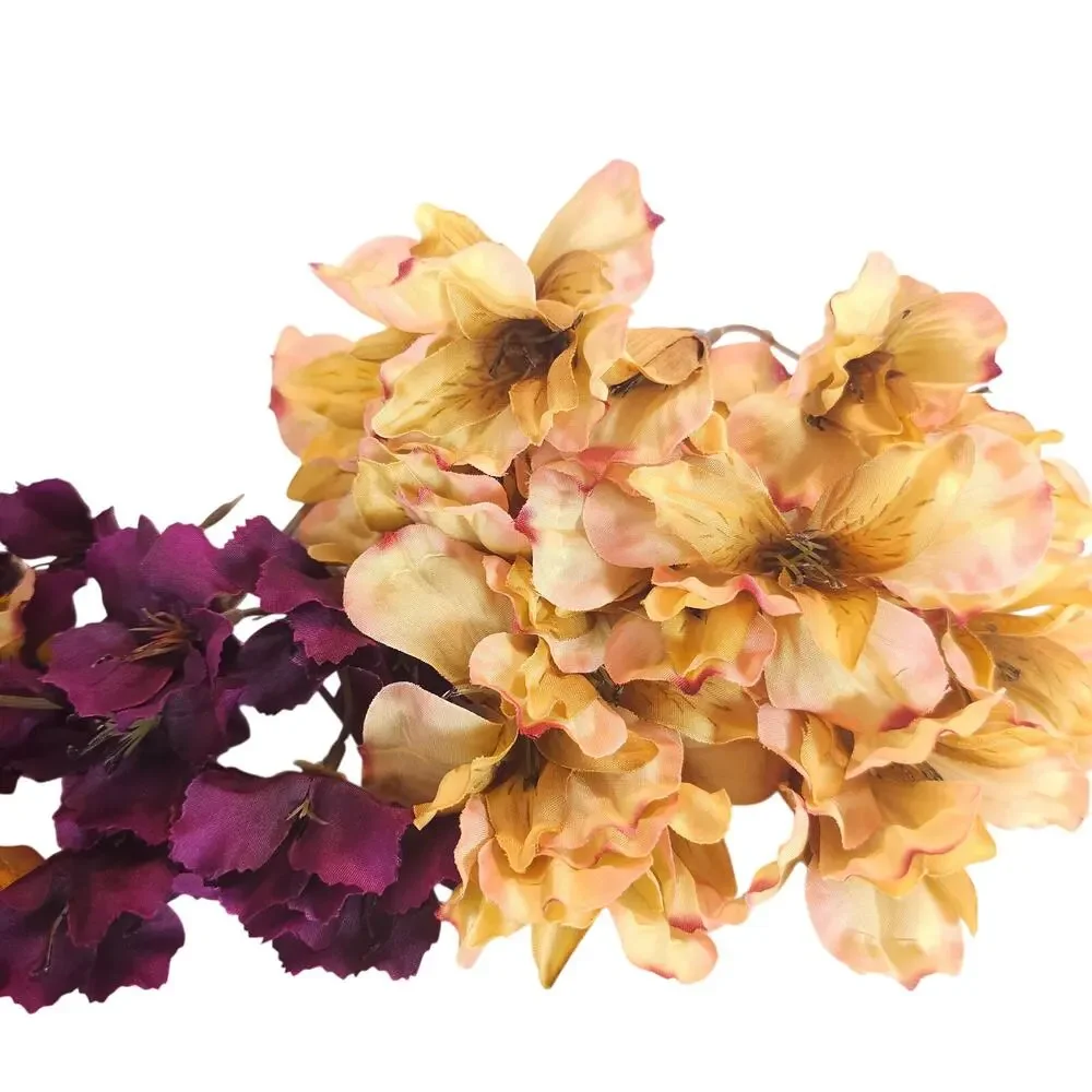 Artificial Silk Flower Stems Beige Purple Floral Craft Wedding Decor Lot of 53